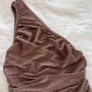 Brown Sparkle One Shoulder Top